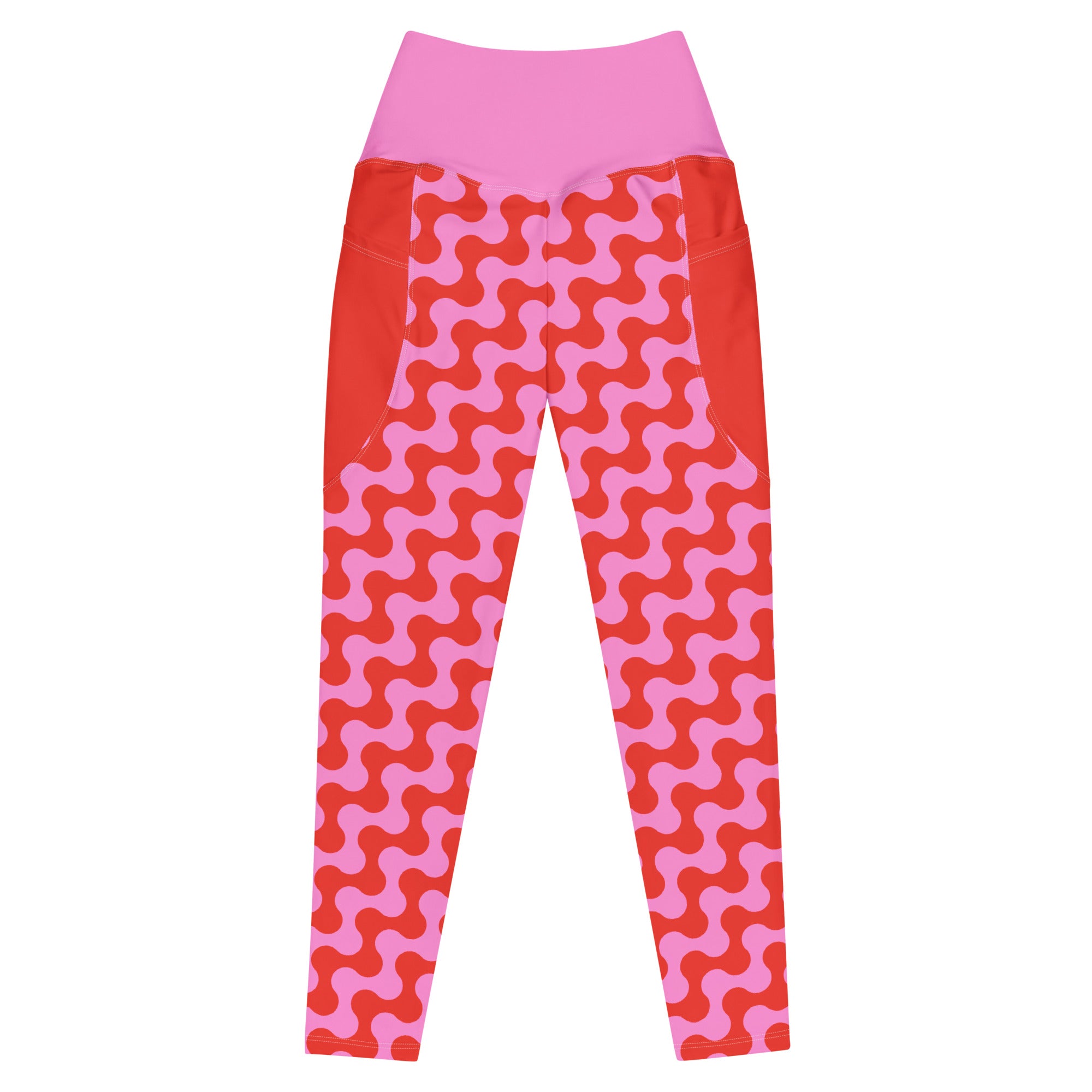 RECYCLED High Waist Pocket Leggings - 'Strawberry Salsa'