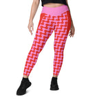 RECYCLED High Waist Pocket Leggings - 'Strawberry Salsa'