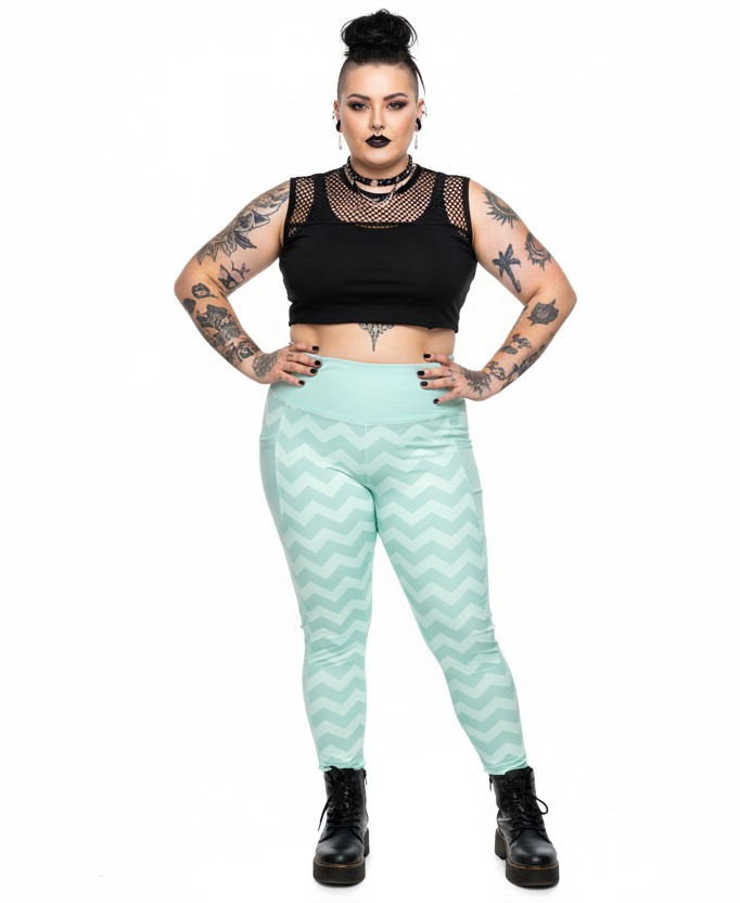 RECYCLED High Waist Pocket Leggings - 'Zig-A-Zig-Ah!'