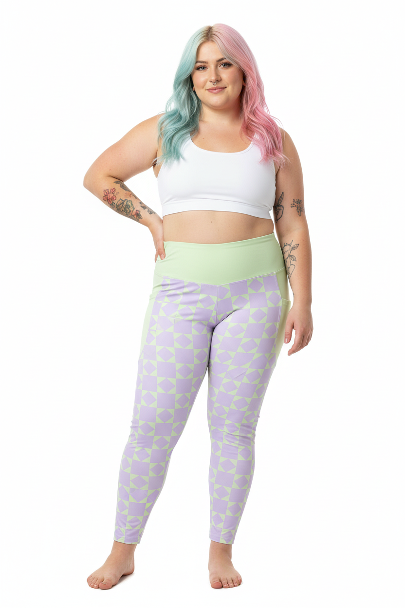 RECYCLED High Waist Pocket Leggings - 'Lilac Mint'