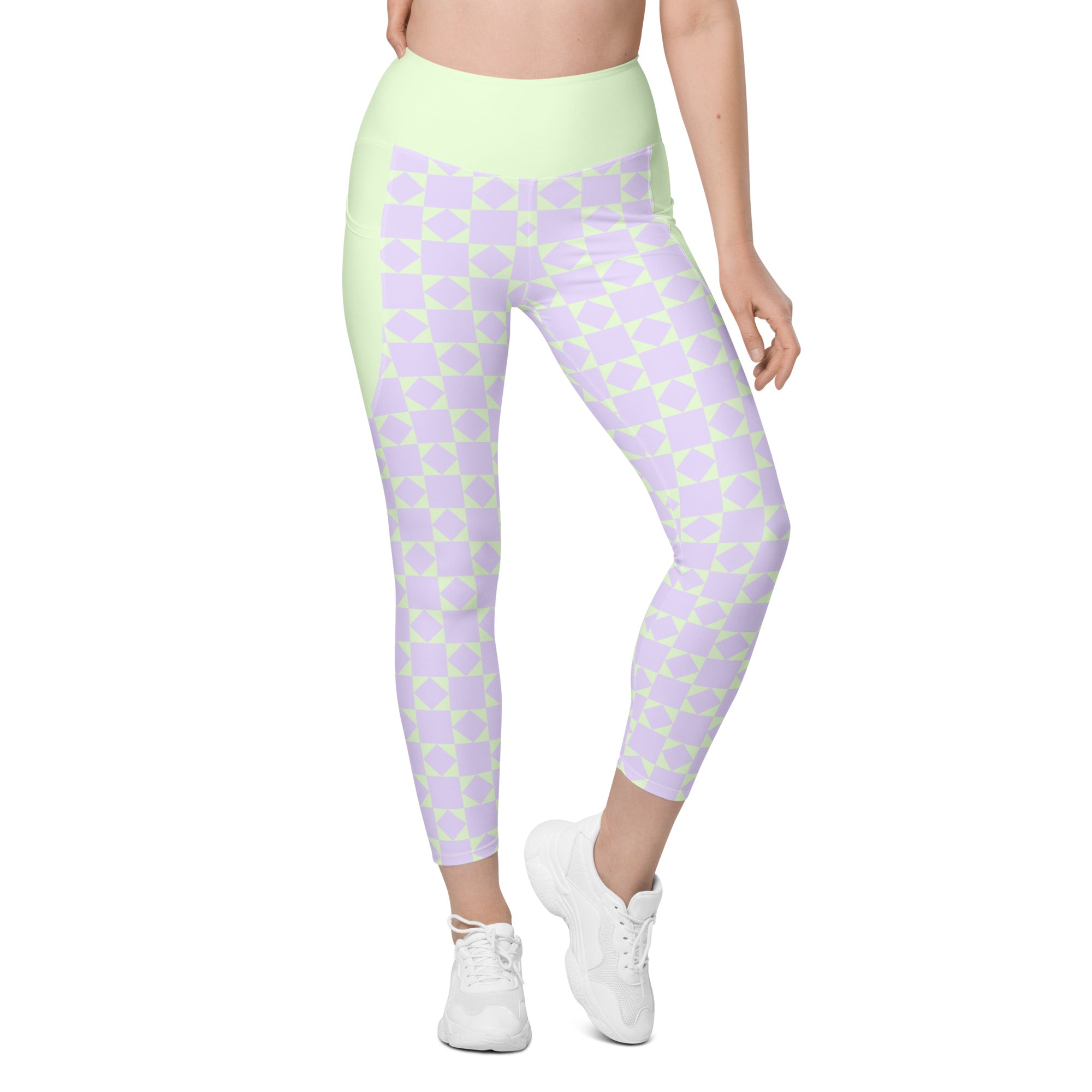 RECYCLED High Waist Pocket Leggings - 'Lilac Mint' M