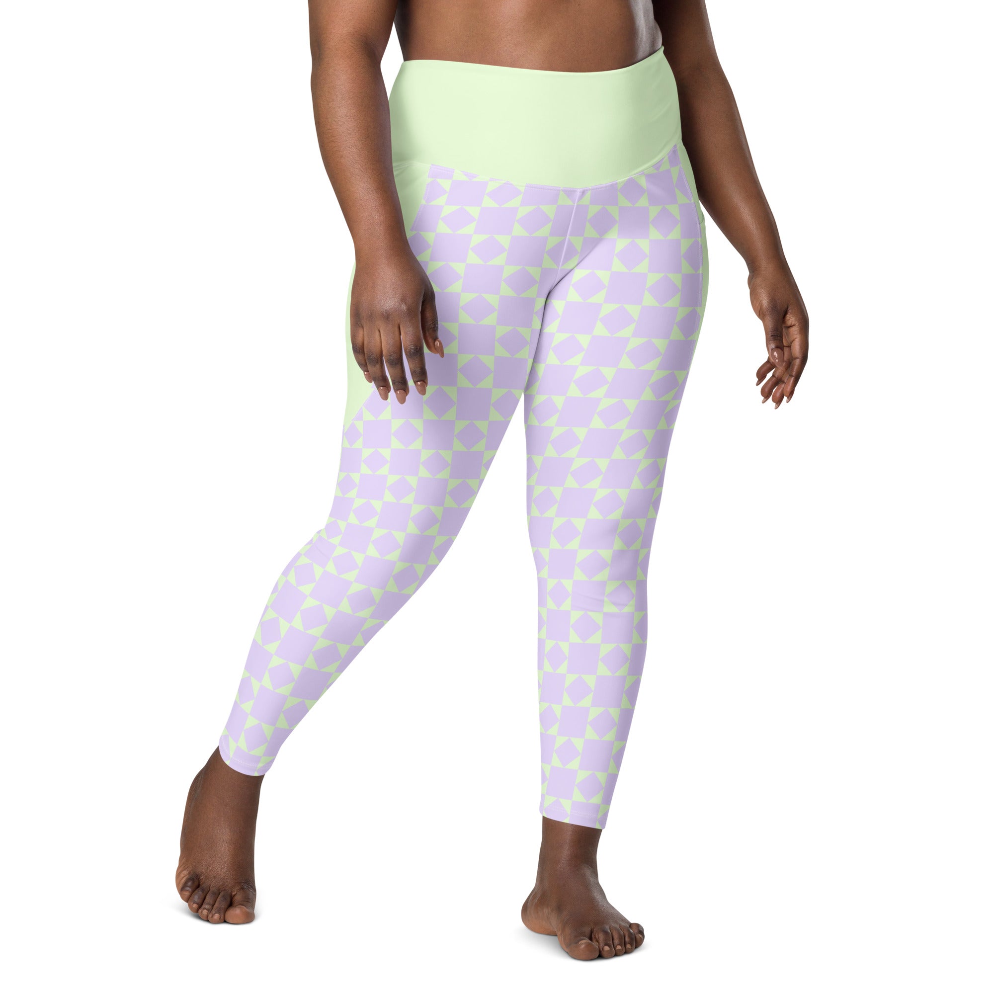 RECYCLED High Waist Pocket Leggings - 'Lilac Mint'