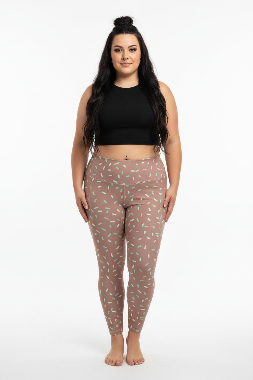 RECYCLED High Waist Pocket Leggings - 'Mint Choc Chip'