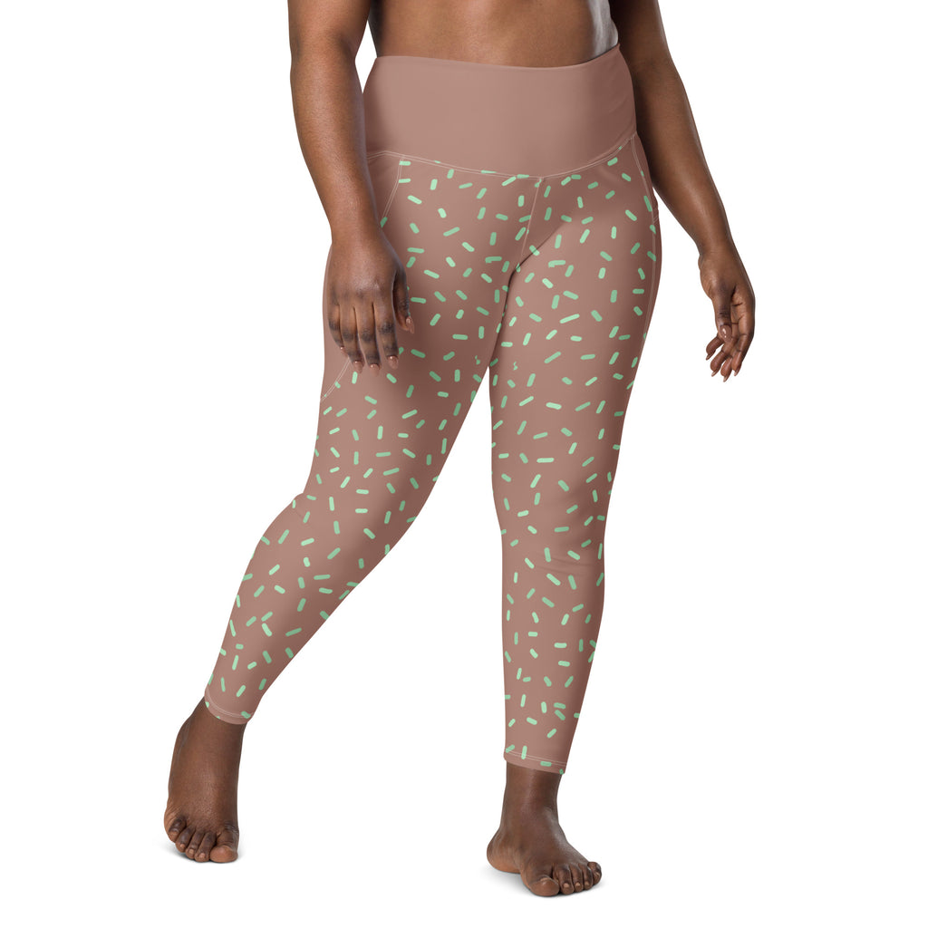 RECYCLED High Waist Pocket Leggings - 'Mint Choc Chip'