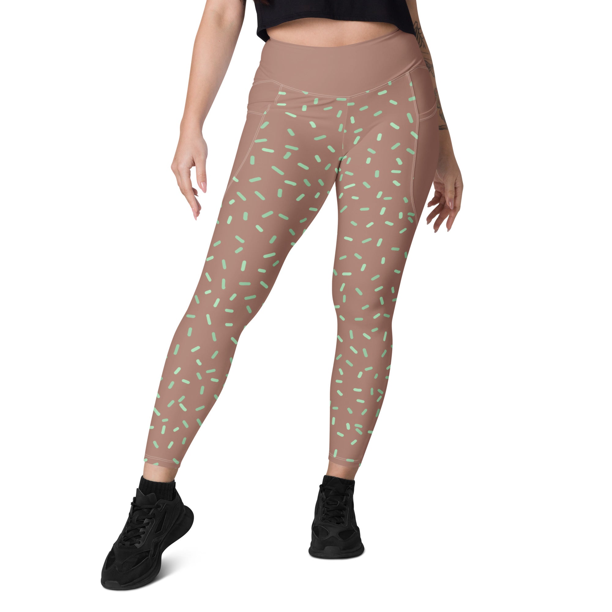 RECYCLED High Waist Pocket Leggings - 'Mint Choc Chip'