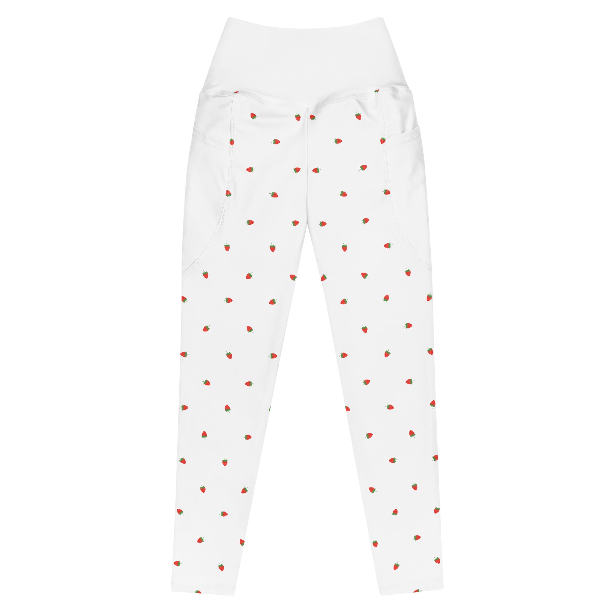 RECYCLED High Waist Pocket Leggings - 'Strawberry Picking'
