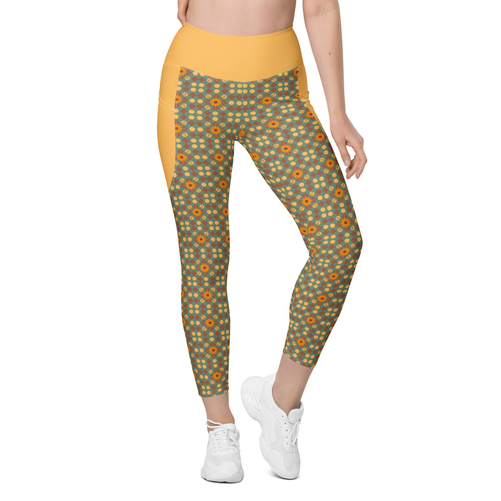RECYCLED High Waist Pocket Leggings - 'Summertime Vintage'