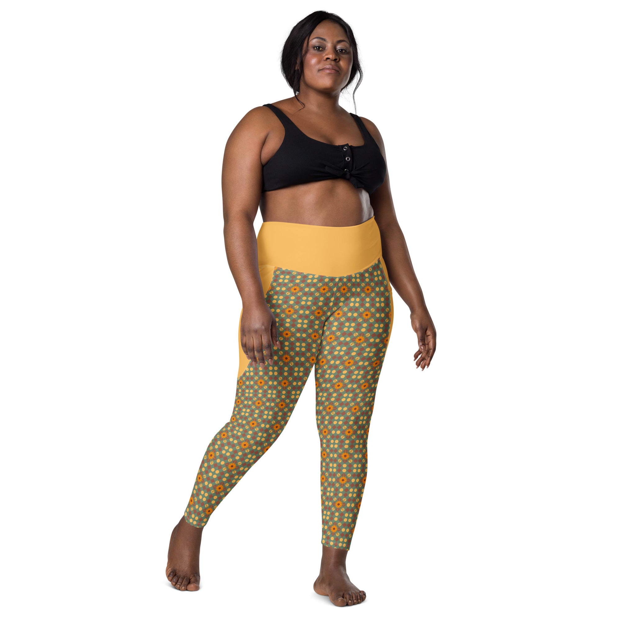 RECYCLED High Waist Pocket Leggings - 'Summertime Vintage'