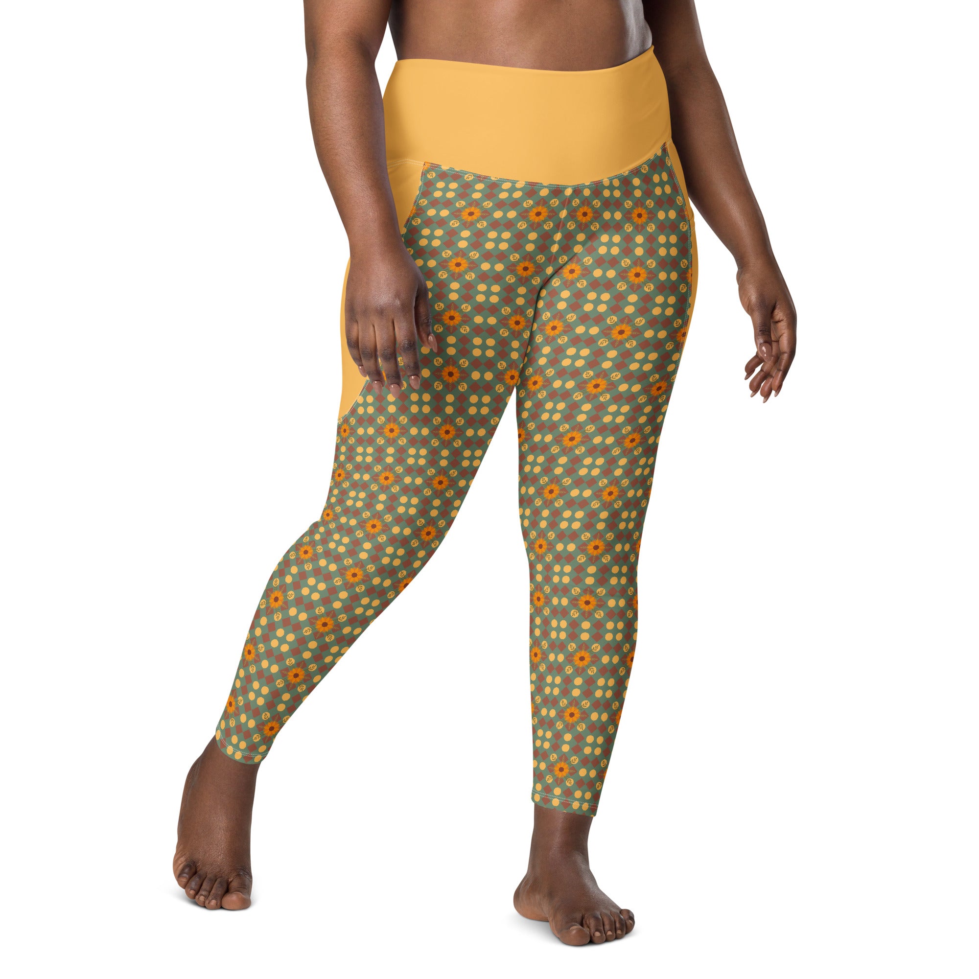 RECYCLED High Waist Pocket Leggings - 'Summertime Vintage'
