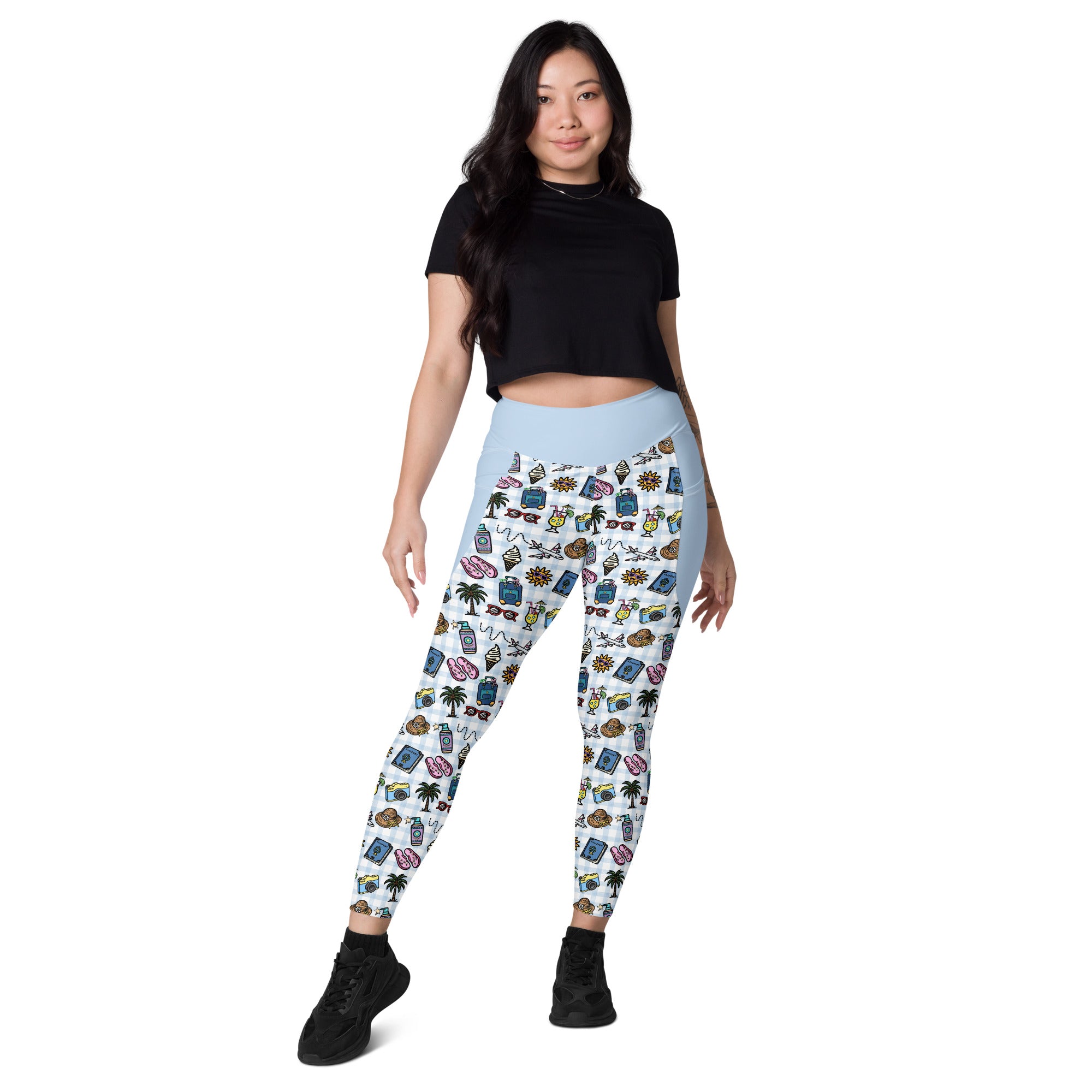 RECYCLED High Waist Pocket Leggings - 'Gingham Getaway'