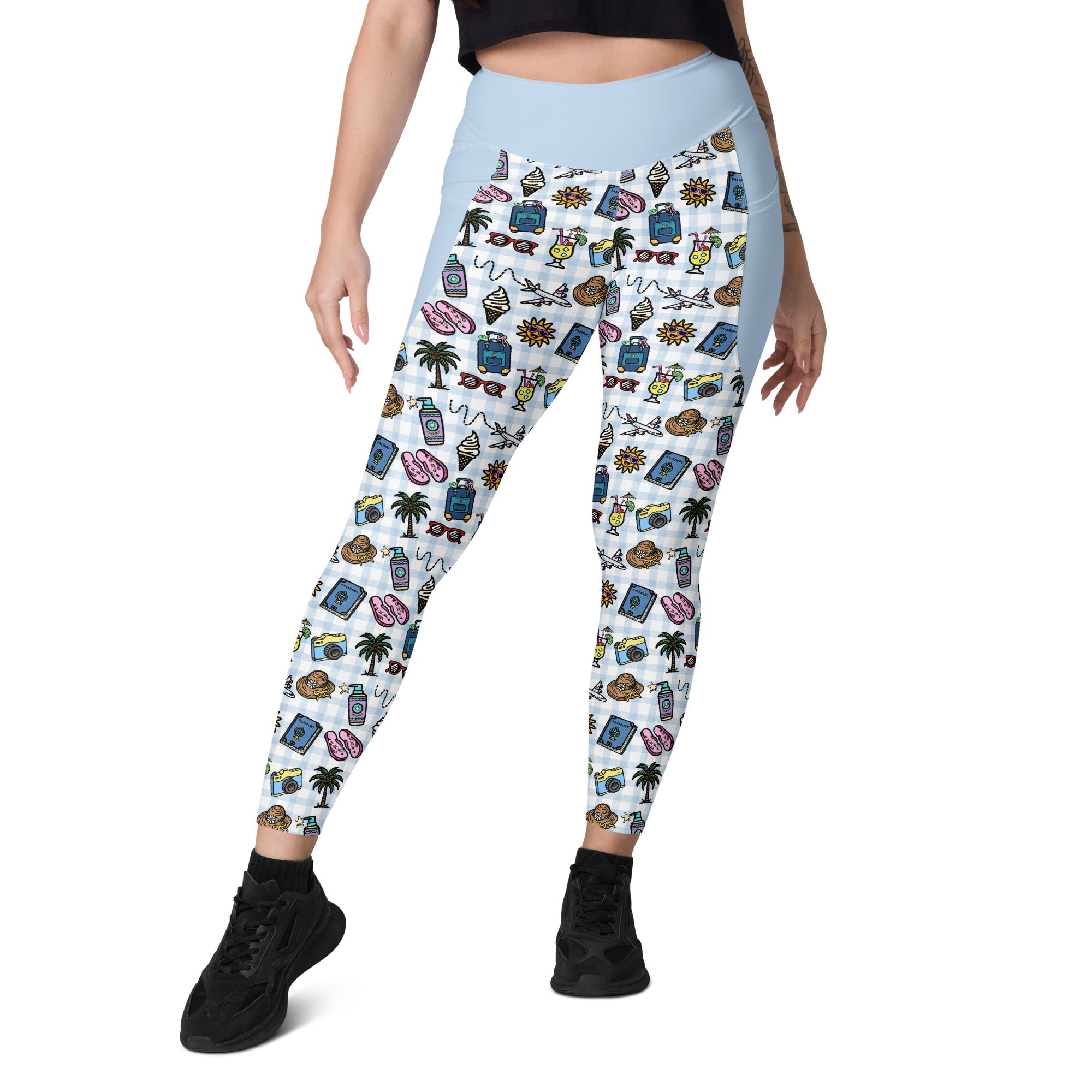 RECYCLED High Waist Pocket Leggings - 'Gingham Getaway'
