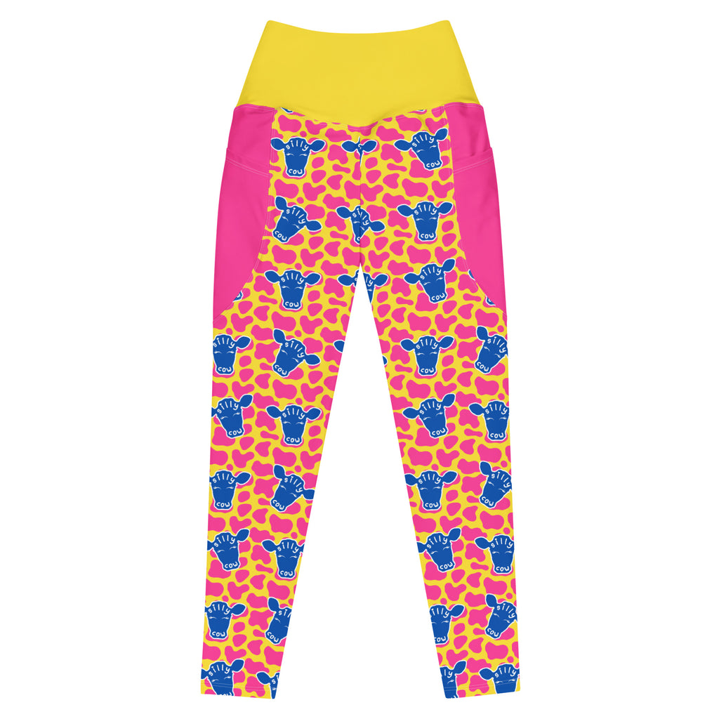 RECYCLED High Waist Pocket Leggings - 'Silly Cow' 6XL