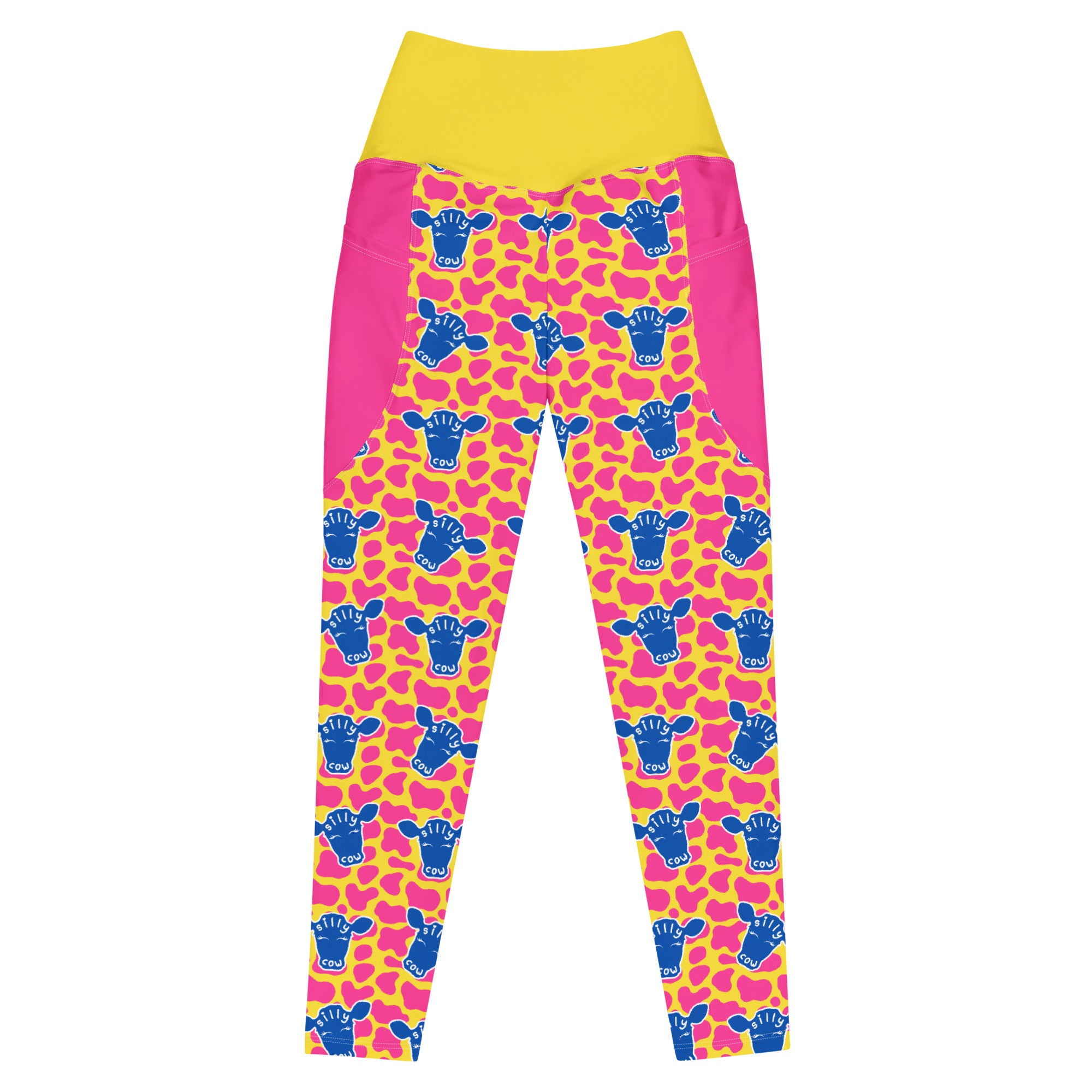 RECYCLED High Waist Pocket Leggings - 'Silly Cow' 6XL