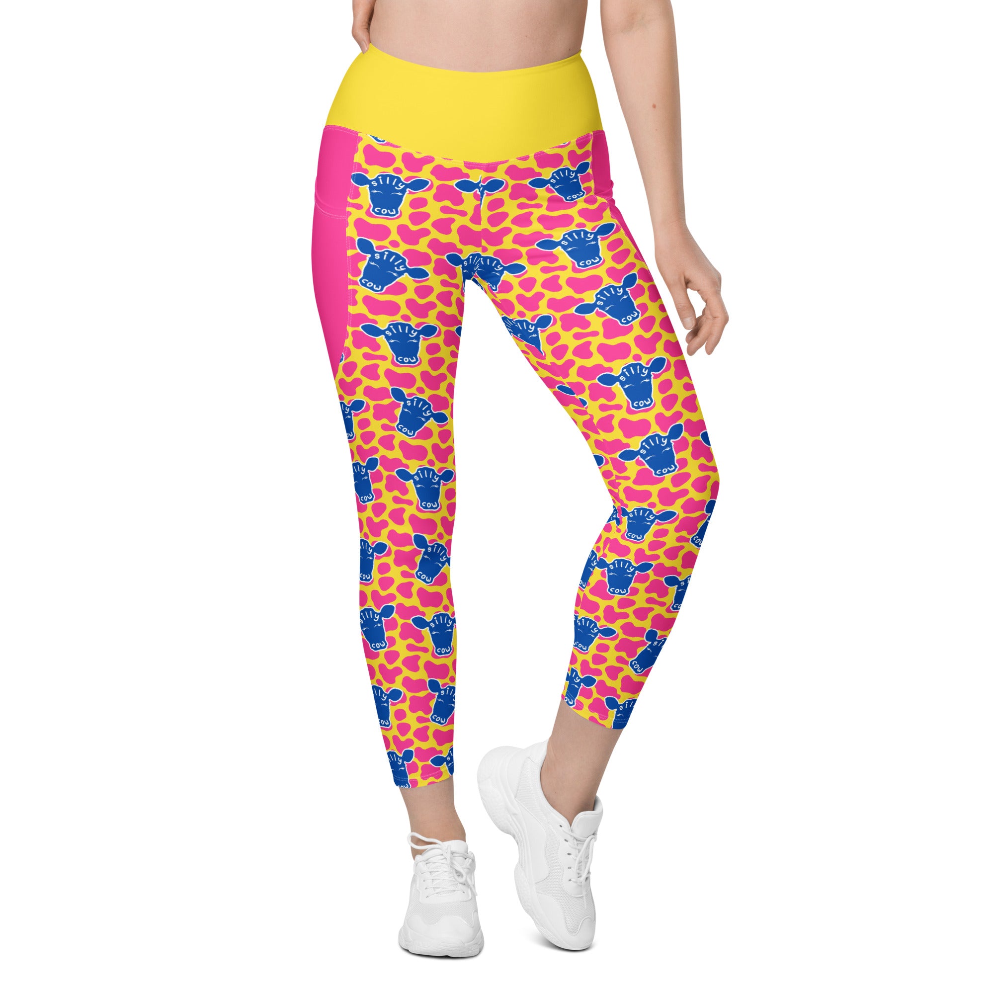 RECYCLED High Waist Pocket Leggings - 'Silly Cow'