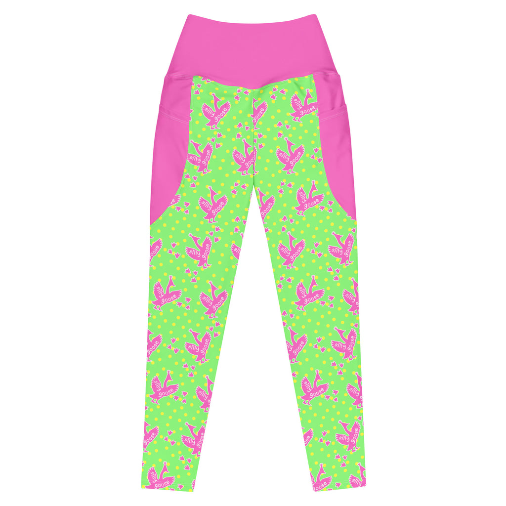 RECYCLED High Waist Pocket Leggings - 'Silly Goose' 6XL
