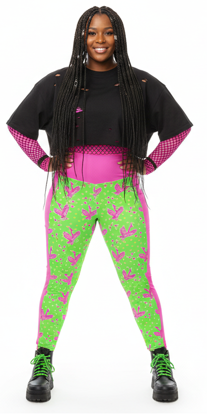 RECYCLED High Waist Pocket Leggings - 'Silly Goose'