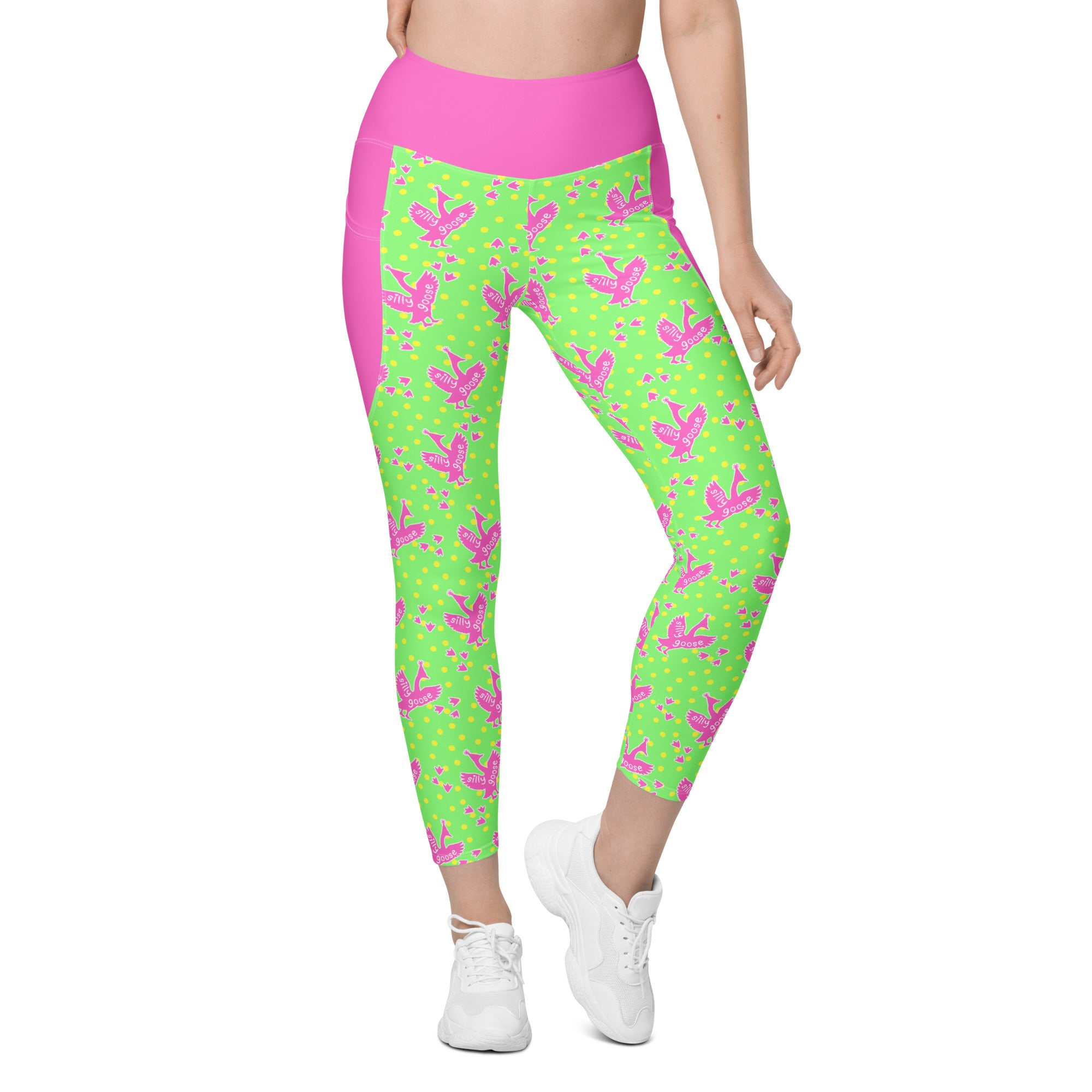RECYCLED High Waist Pocket Leggings - 'Silly Goose'