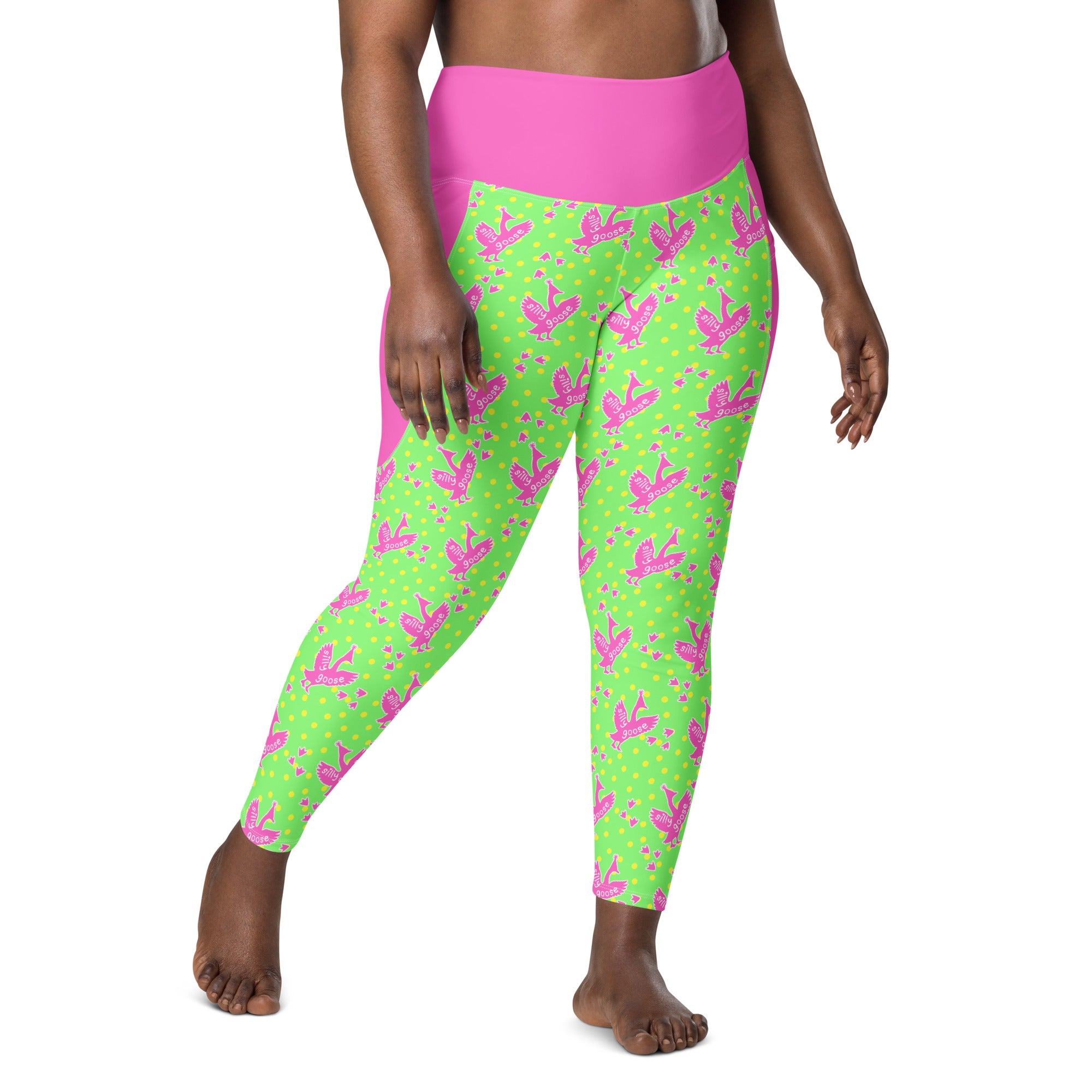 RECYCLED High Waist Pocket Leggings - 'Silly Goose'
