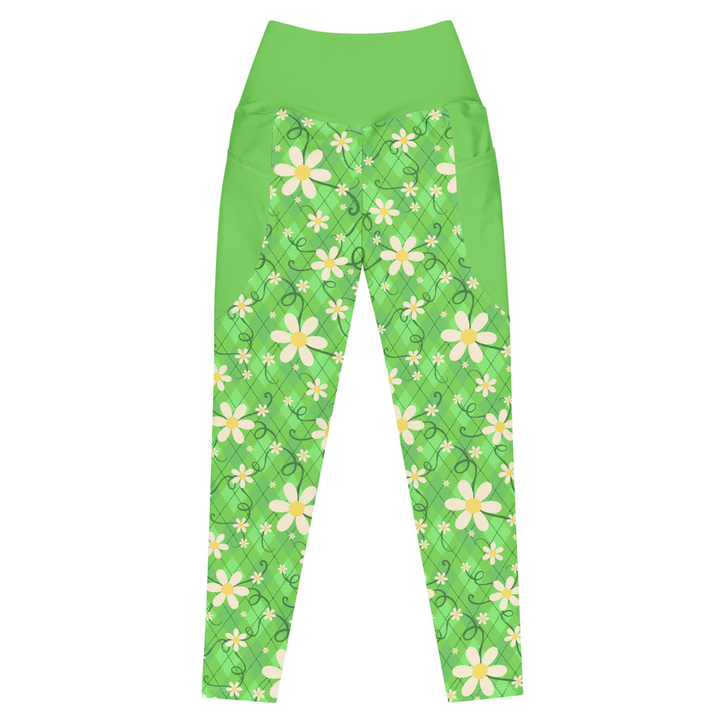 RECYCLED High Waist Pocket Leggings - 'Daisychain' 6XL