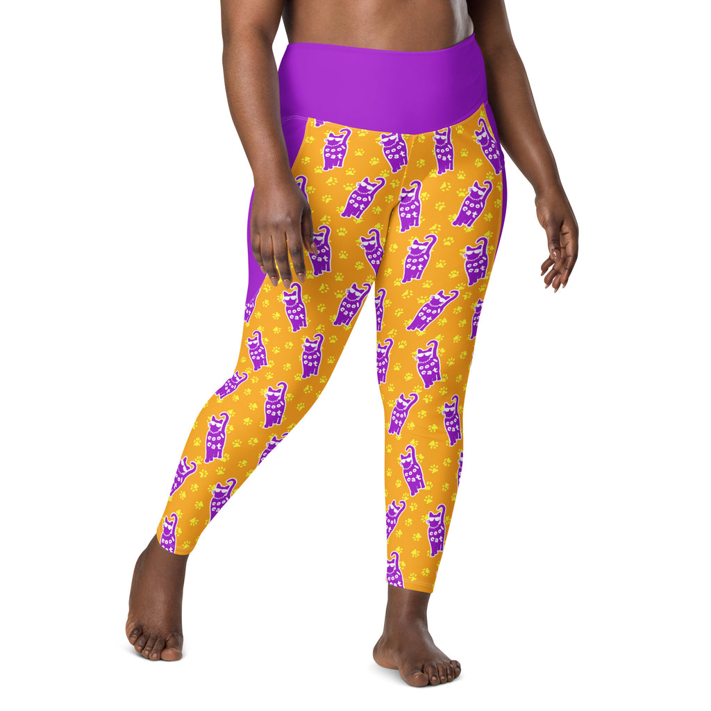 RECYCLED High Waist Pocket Leggings - 'Cool Cat'