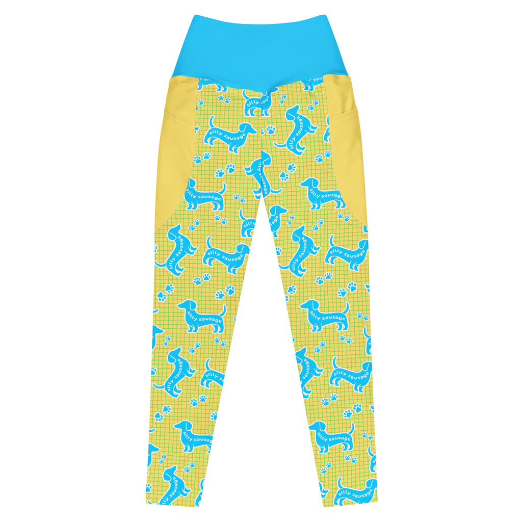 RECYCLED High Waist Pocket Leggings - 'Silly Sausage' 6XL