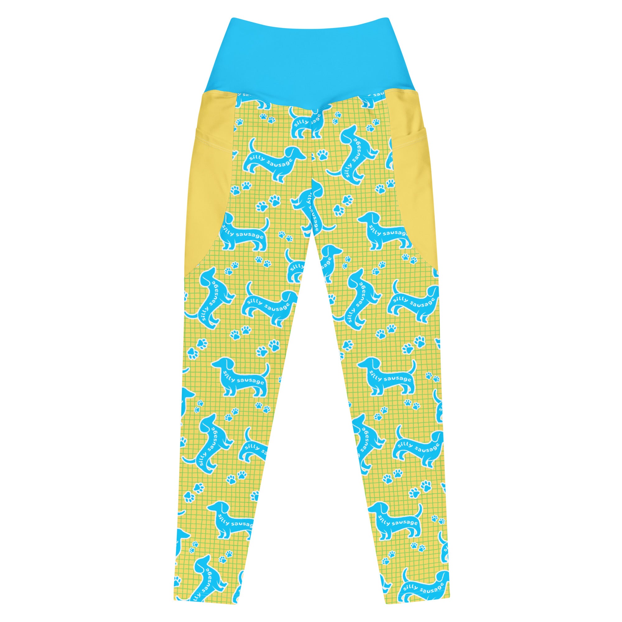 RECYCLED High Waist Pocket Leggings - 'Silly Sausage' 6XL