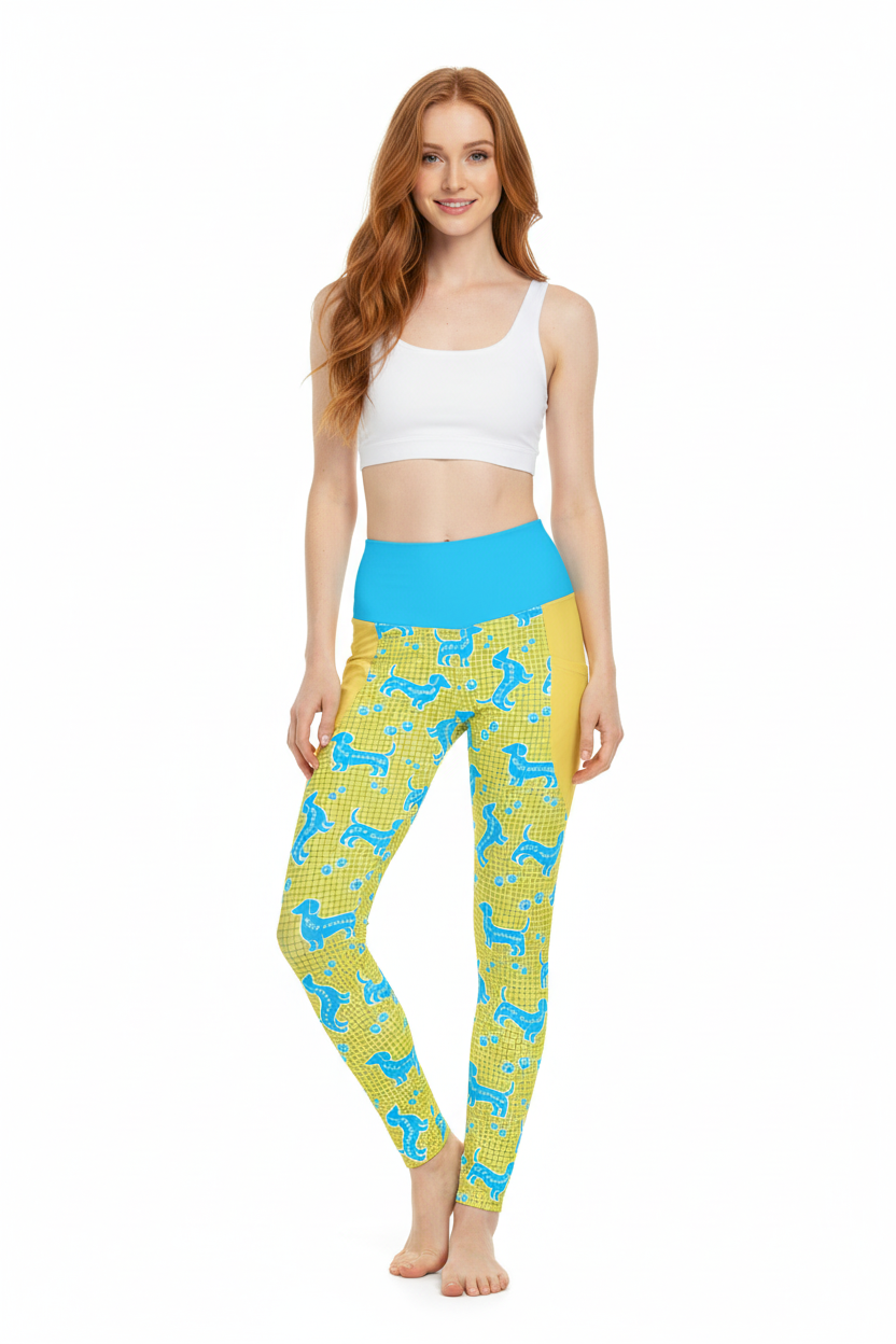 RECYCLED High Waist Pocket Leggings - 'Silly Sausage'