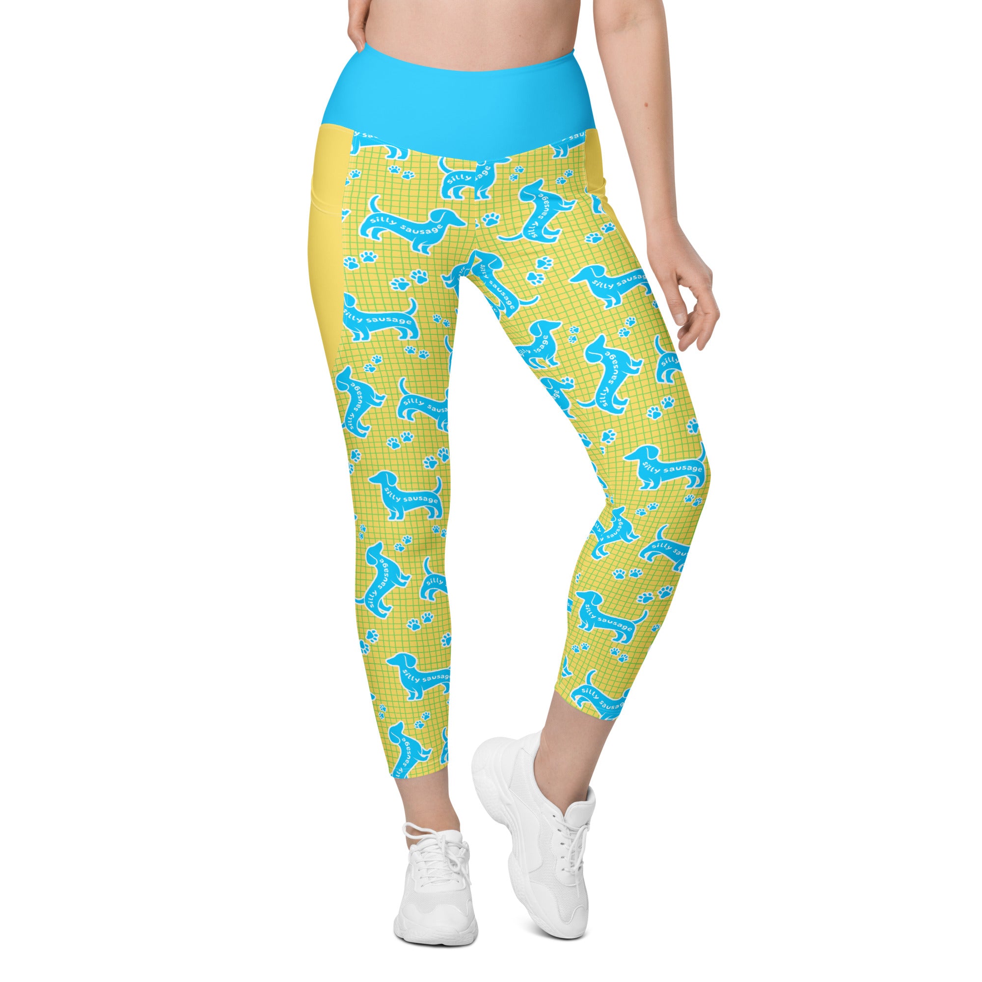 RECYCLED High Waist Pocket Leggings - 'Silly Sausage'