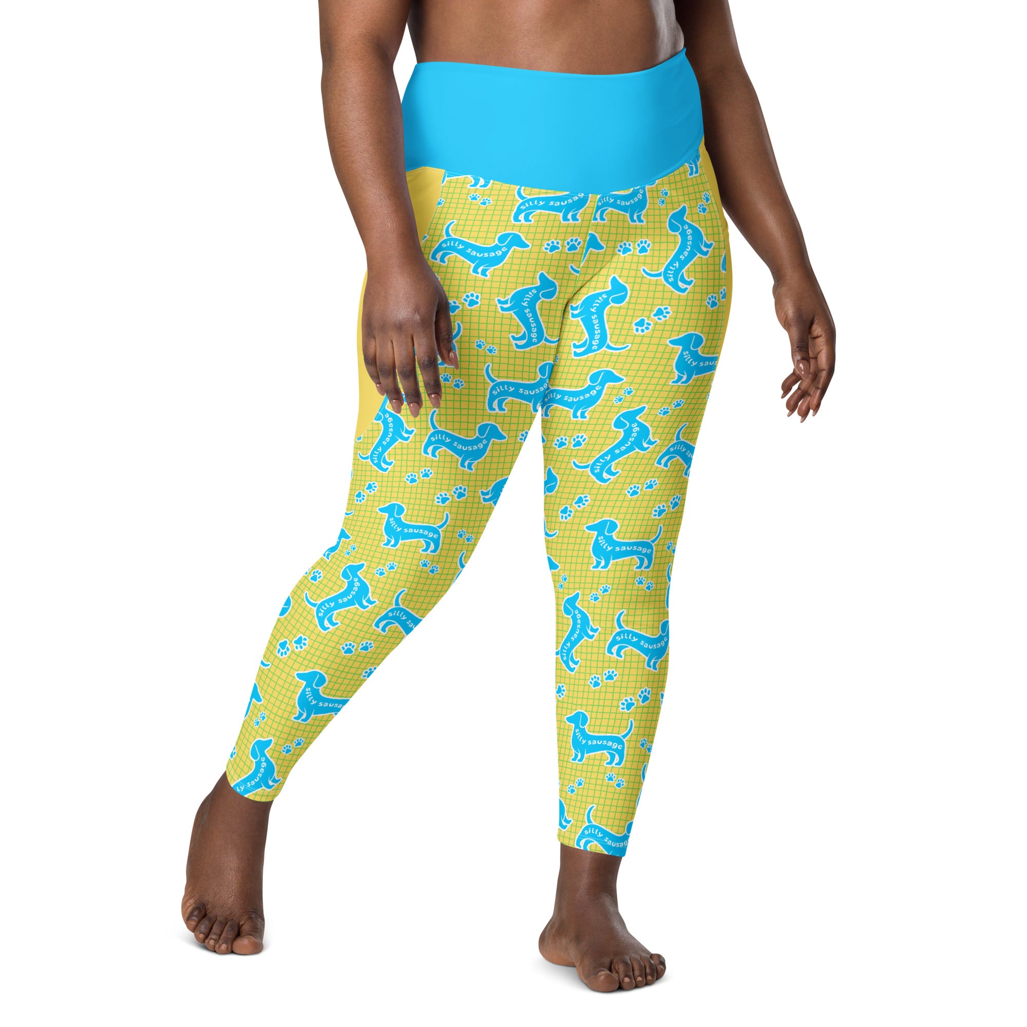 RECYCLED High Waist Pocket Leggings - 'Silly Sausage'