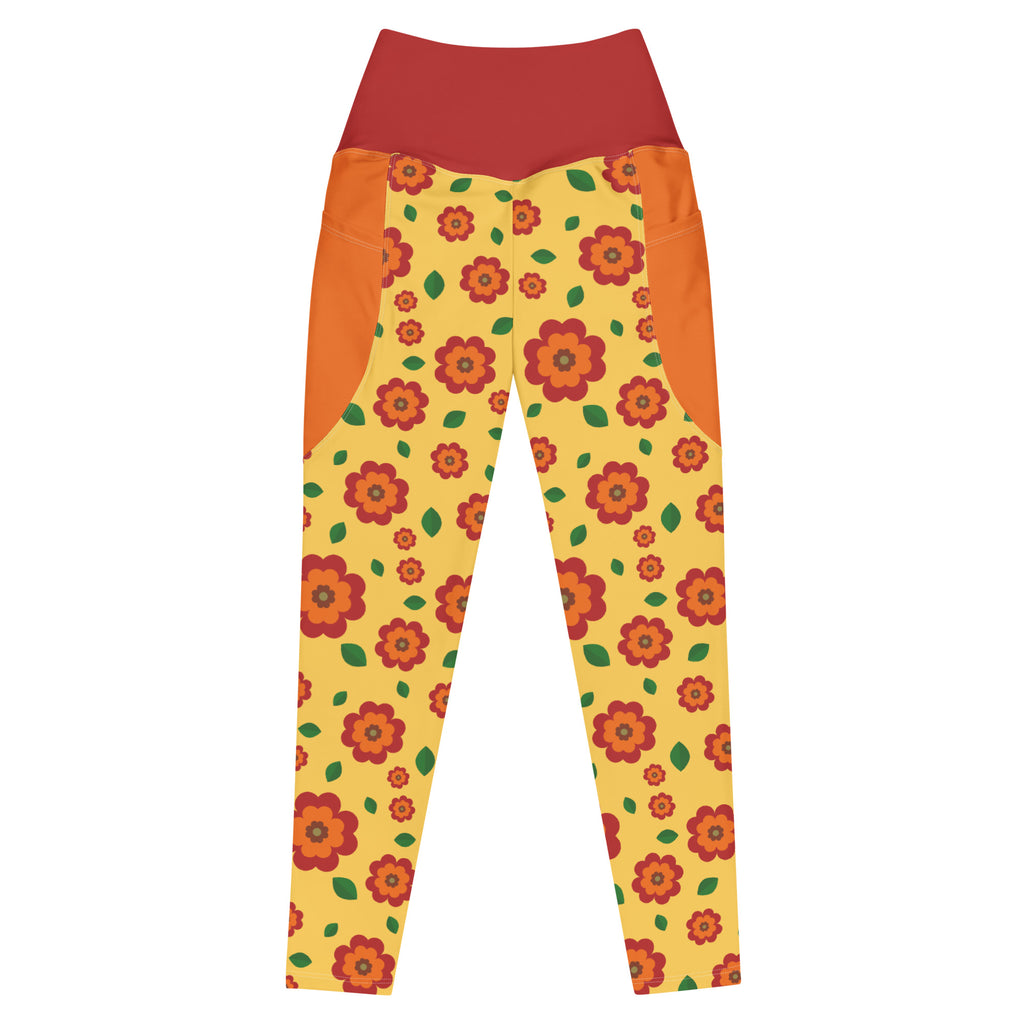 RECYCLED High Waist Pocket Leggings - 'Petal Pop' 6XL