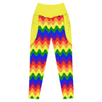 RECYCLED High Waist Pocket Leggings - 'Rainbow Waves' 6XL