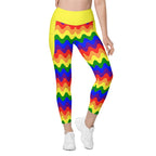RECYCLED High Waist Pocket Leggings - 'Rainbow Waves'