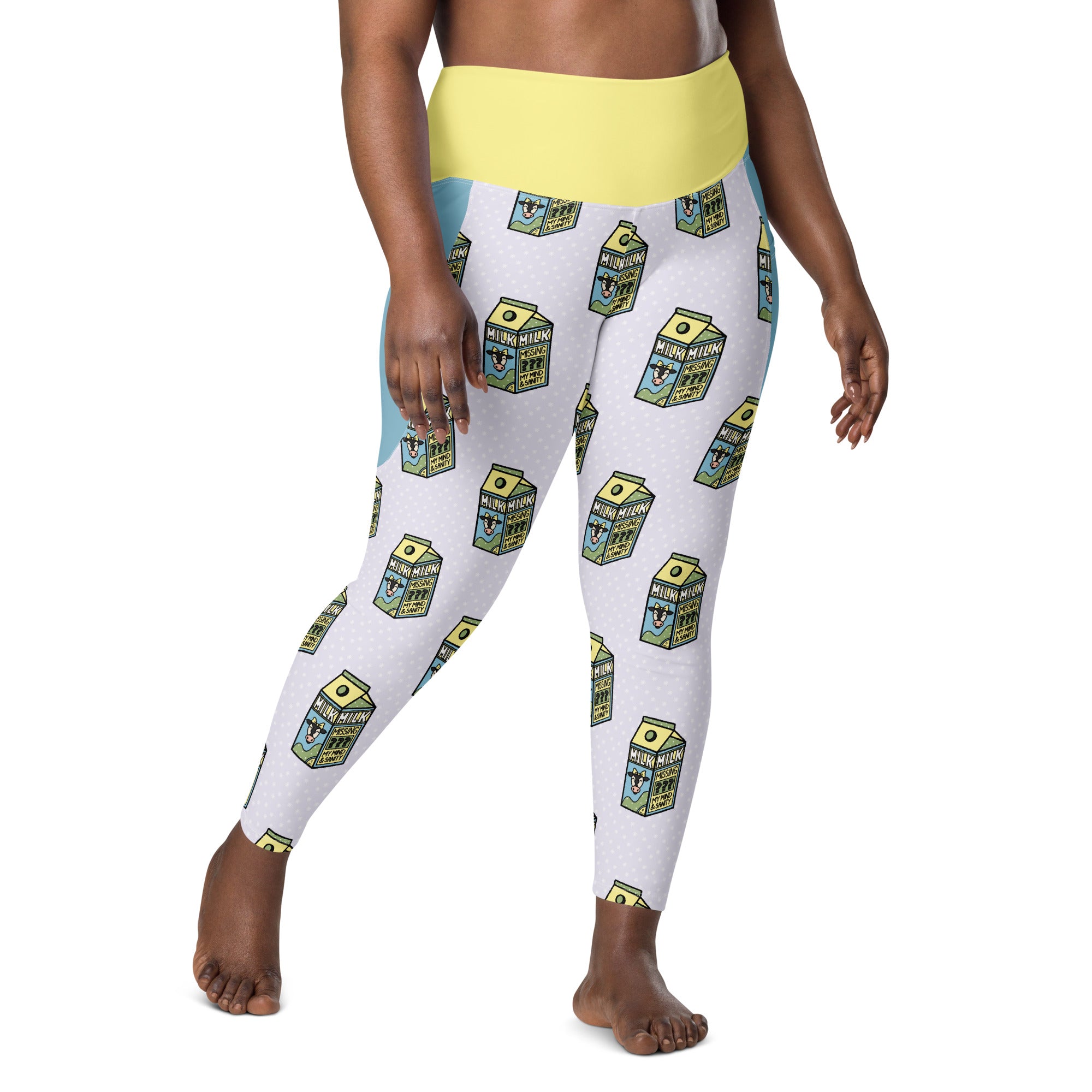RECYCLED High Waist Pocket Leggings - 'Got Milk?'