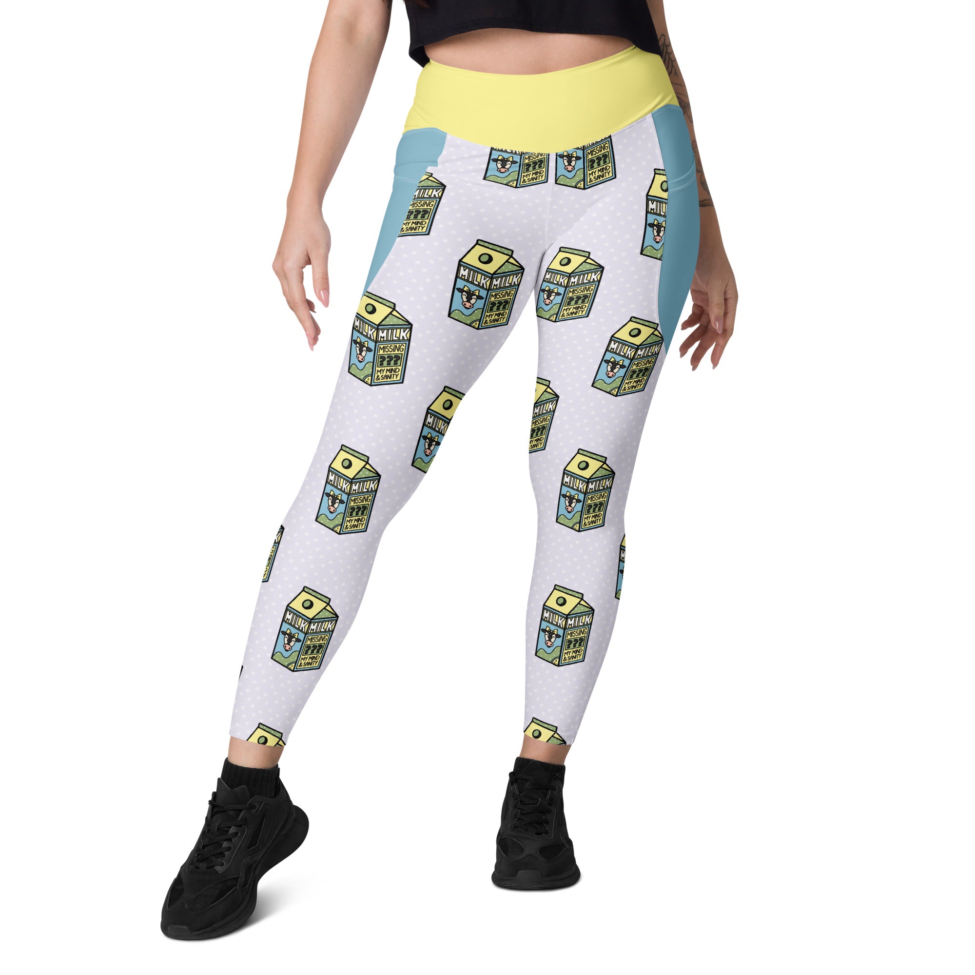 RECYCLED High Waist Pocket Leggings - 'Got Milk?'