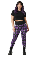 RECYCLED High Waist Pocket Leggings - 'Diamond Skulls'