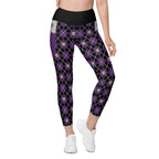 RECYCLED High Waist Pocket Leggings - 'Diamond Skulls'