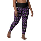 RECYCLED High Waist Pocket Leggings - 'Diamond Skulls'