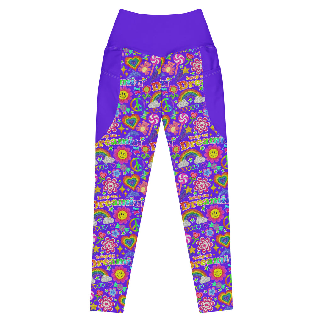 RECYCLED High Waist Pocket Leggings - 'Glitter Stickers' 6XL
