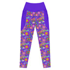 RECYCLED High Waist Pocket Leggings - 'Glitter Stickers' 6XL