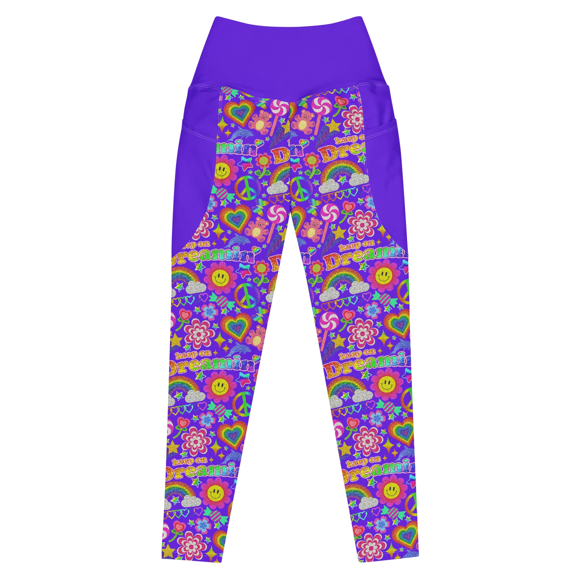 RECYCLED High Waist Pocket Leggings - 'Glitter Stickers' 6XL