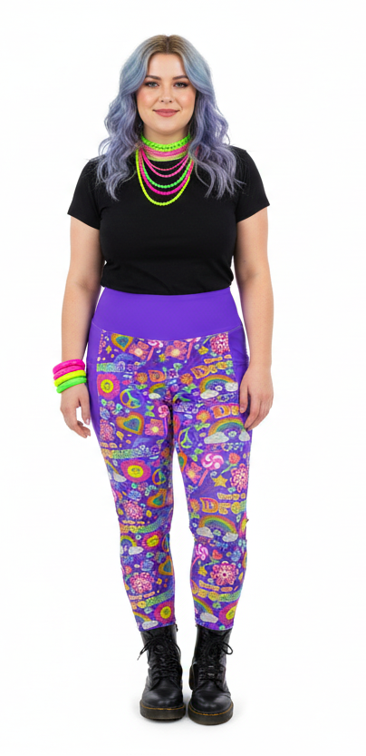 RECYCLED High Waist Pocket Leggings - 'Glitter Stickers'