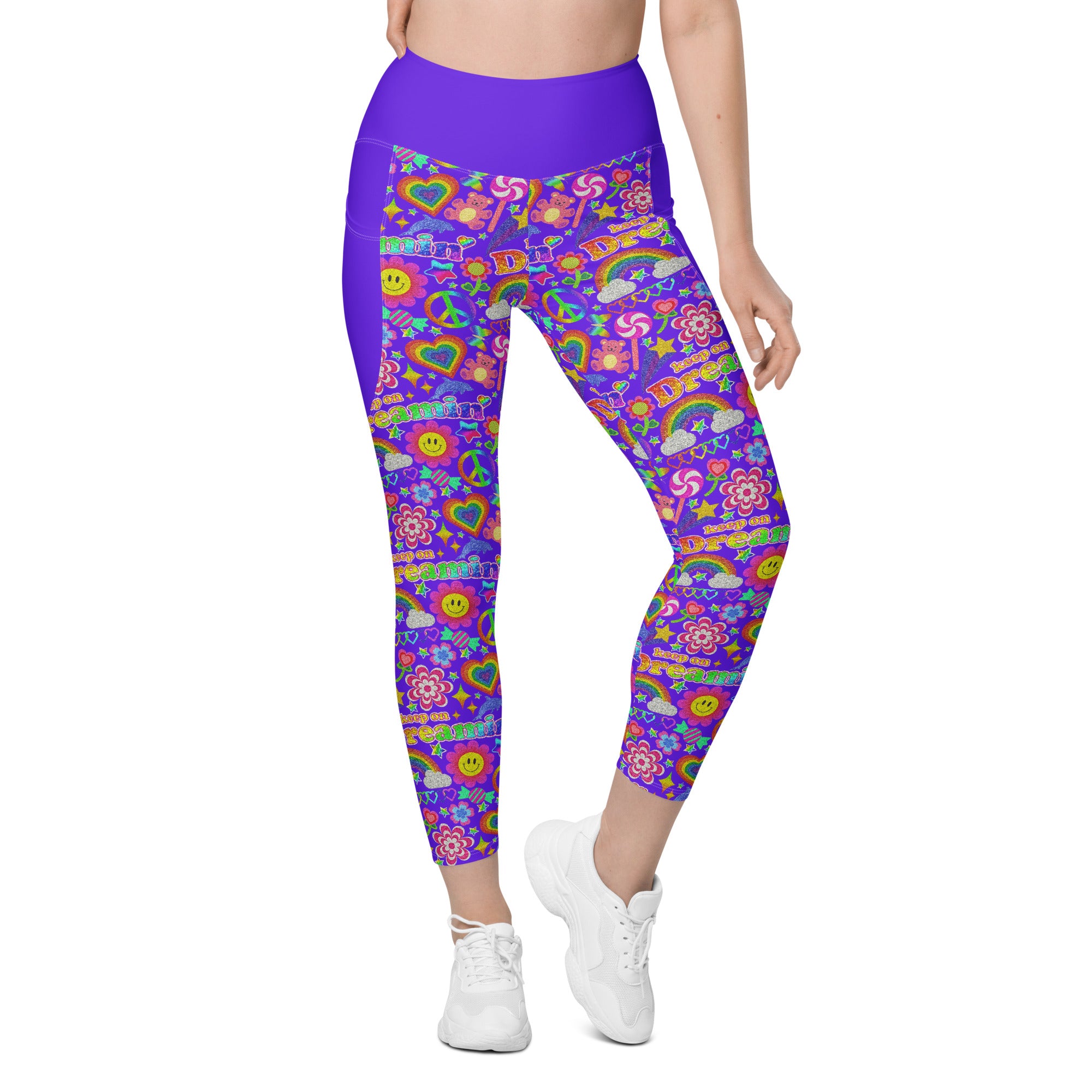 RECYCLED High Waist Pocket Leggings - 'Glitter Stickers'