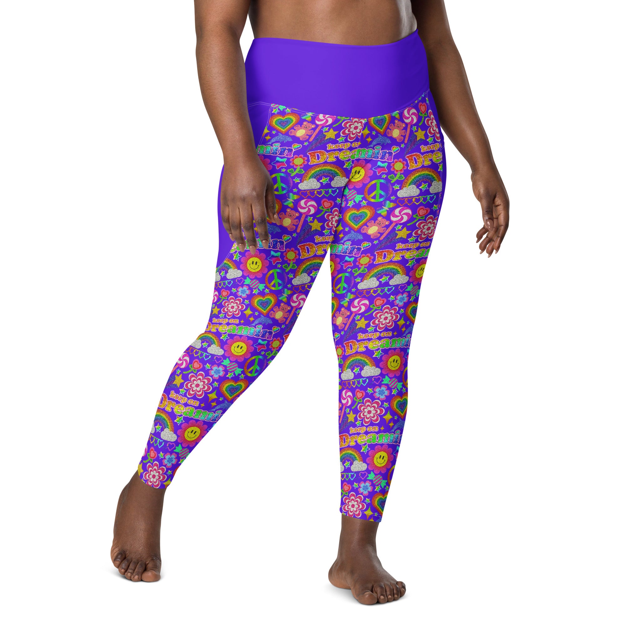 RECYCLED High Waist Pocket Leggings - 'Glitter Stickers'