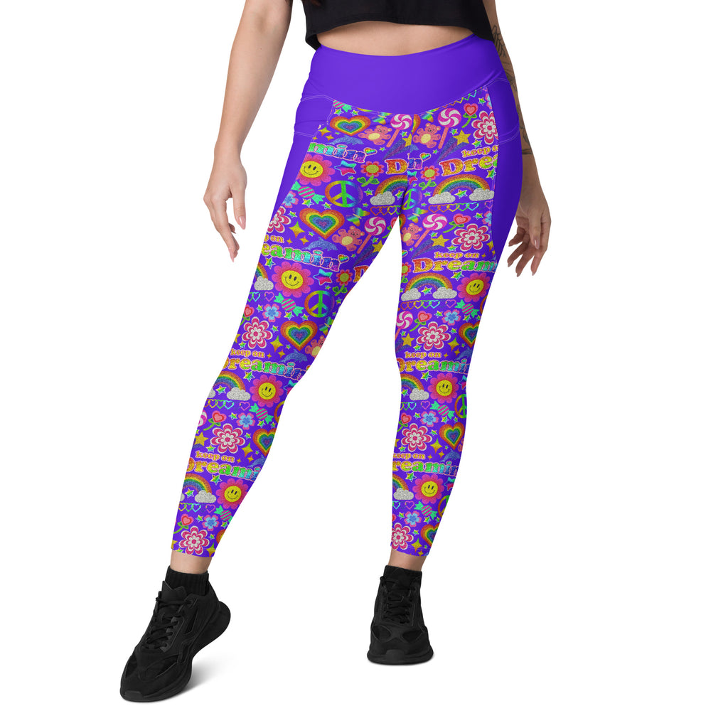 RECYCLED High Waist Pocket Leggings - 'Glitter Stickers'