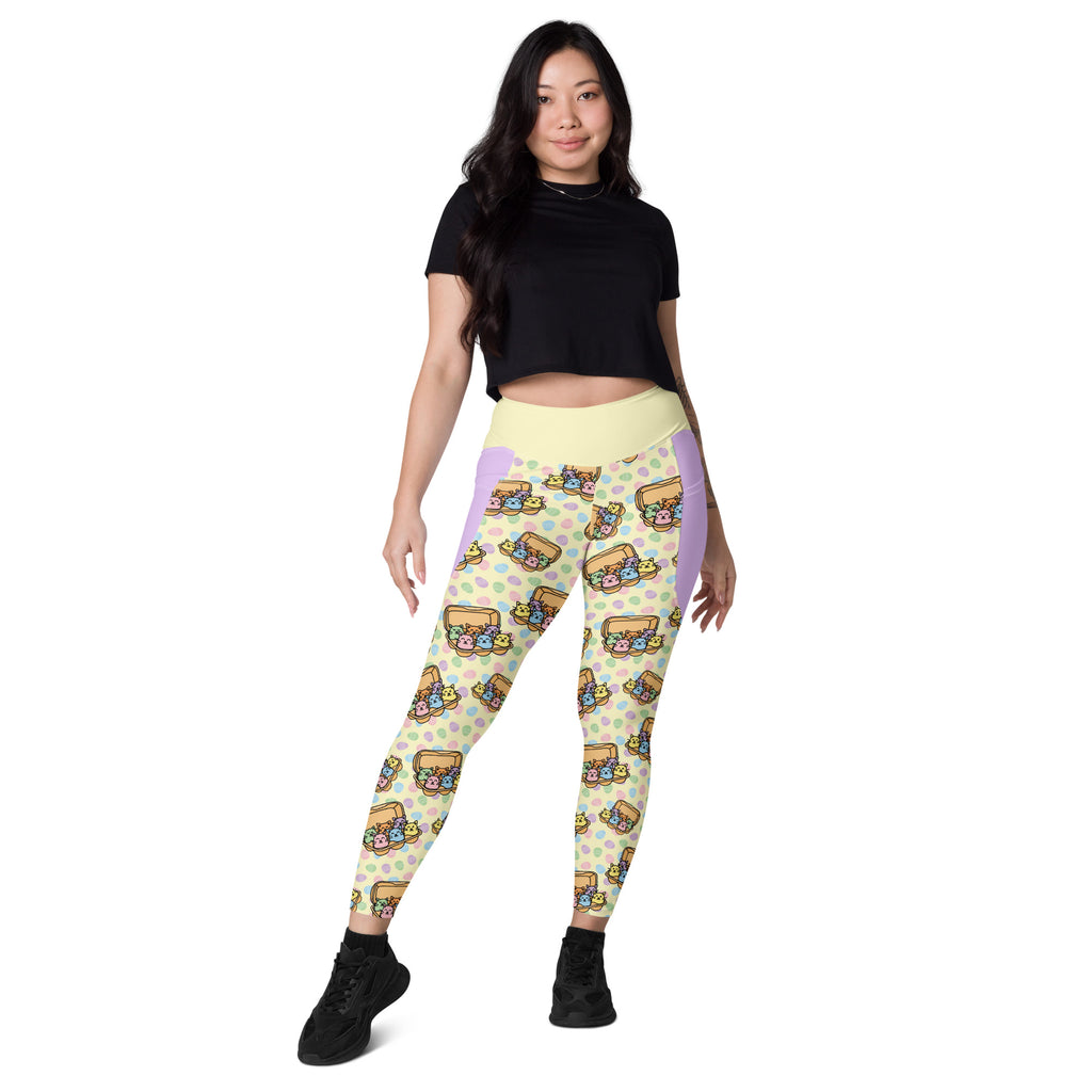 RECYCLED High Waist Pocket Leggings - 'Easter Kittens'