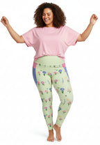 RECYCLED High Waist Pocket Leggings - 'Spring Stems' 6XL