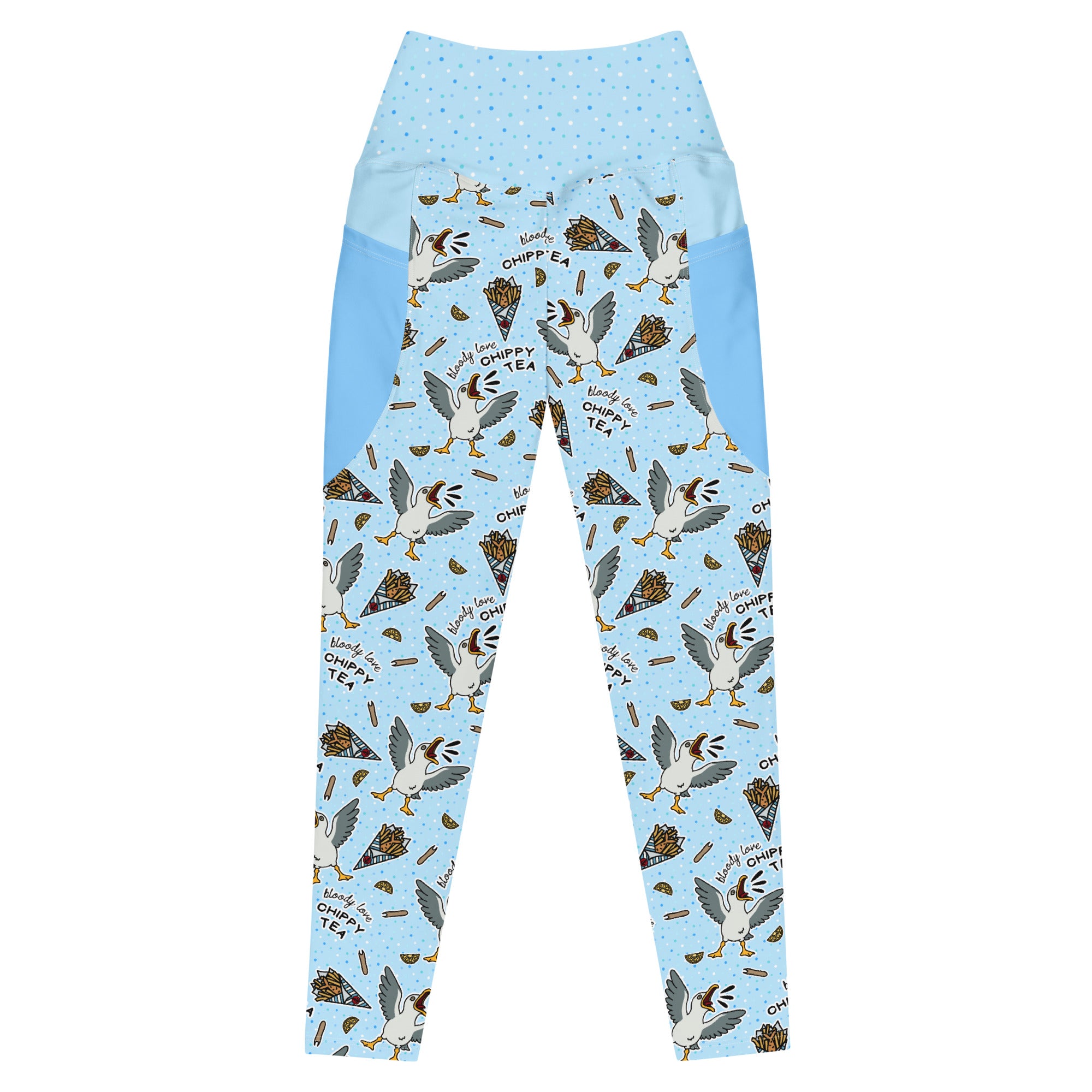 RECYCLED High Waist Pocket Leggings - 'Chippy Tea' 6XL Leggings