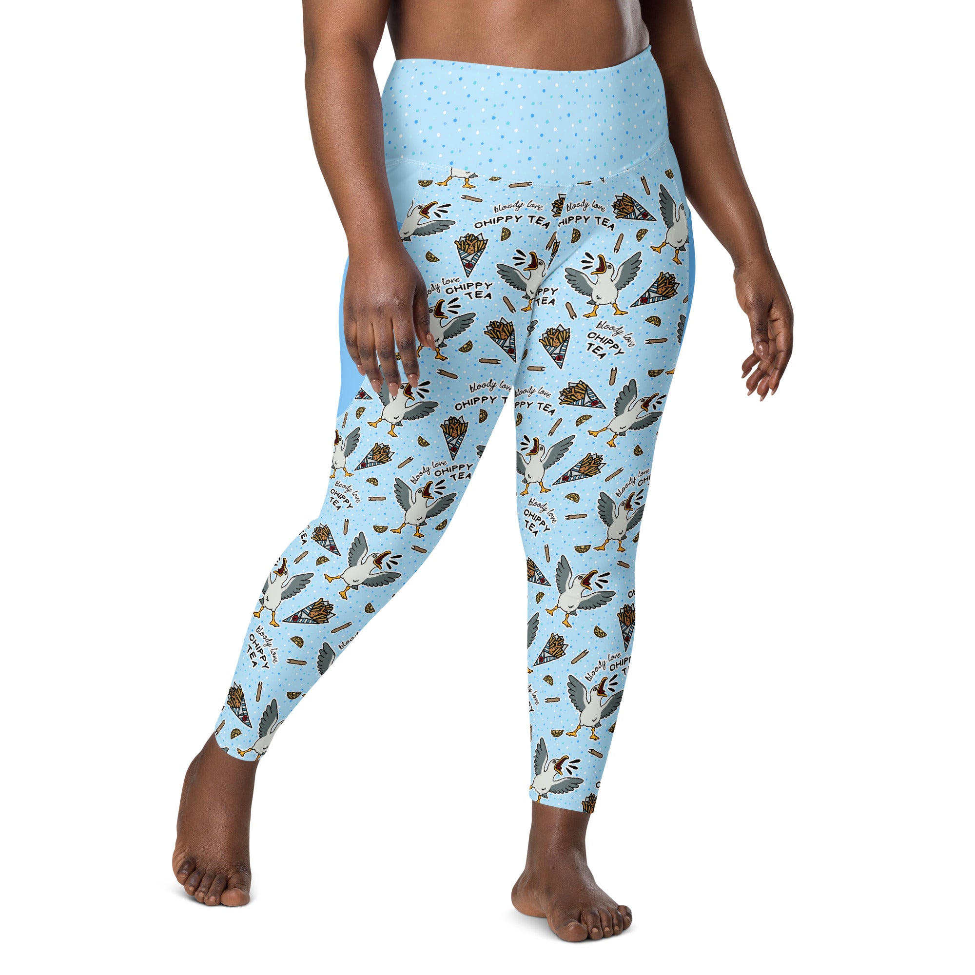 RECYCLED High Waist Pocket Leggings - 'Chippy Tea' Leggings