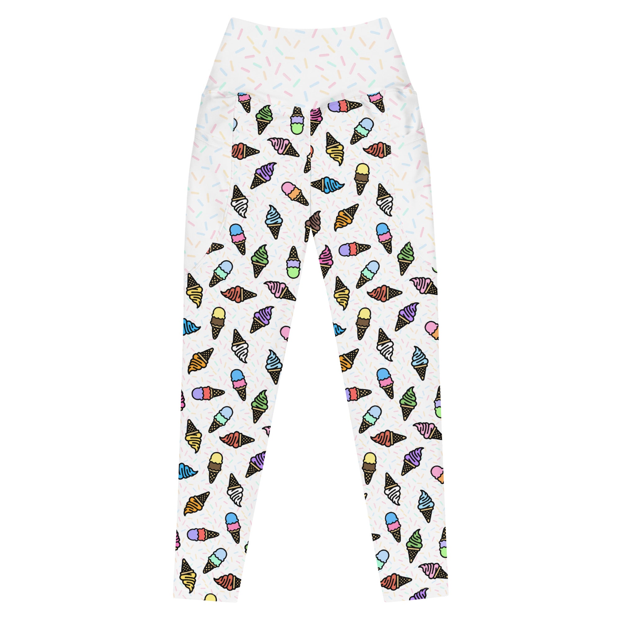 RECYCLED High Waist Pocket Leggings - 'Ice Cream' 6XL Leggings