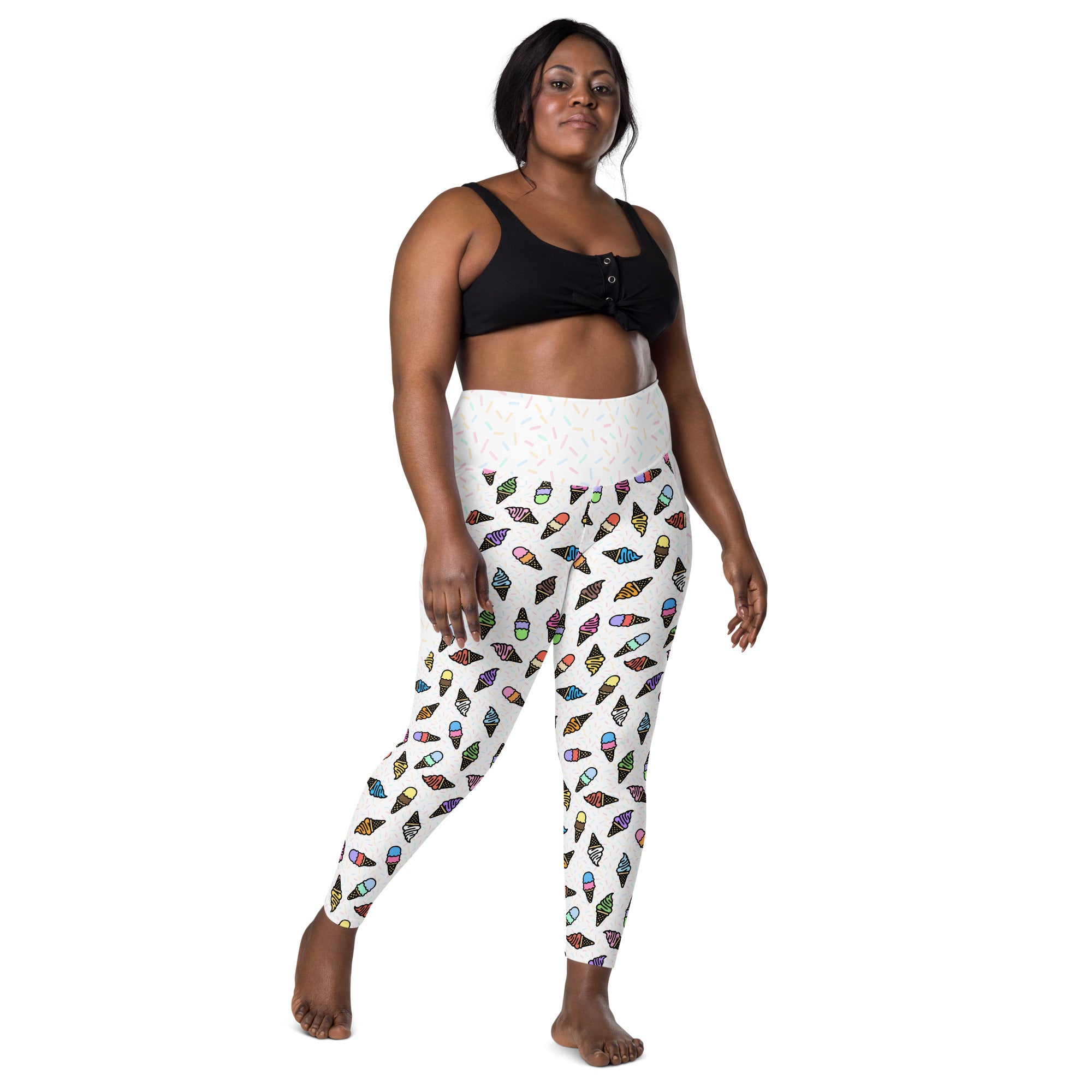 RECYCLED High Waist Pocket Leggings - 'Ice Cream' Leggings